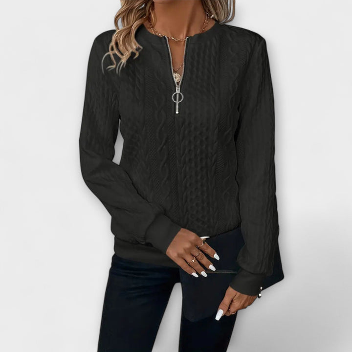 Joëlle - Pull en tricot élégant blanc avec motif en relief
