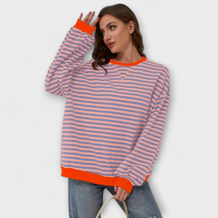 Marlène - Pull oversize rayé bleu et blanc