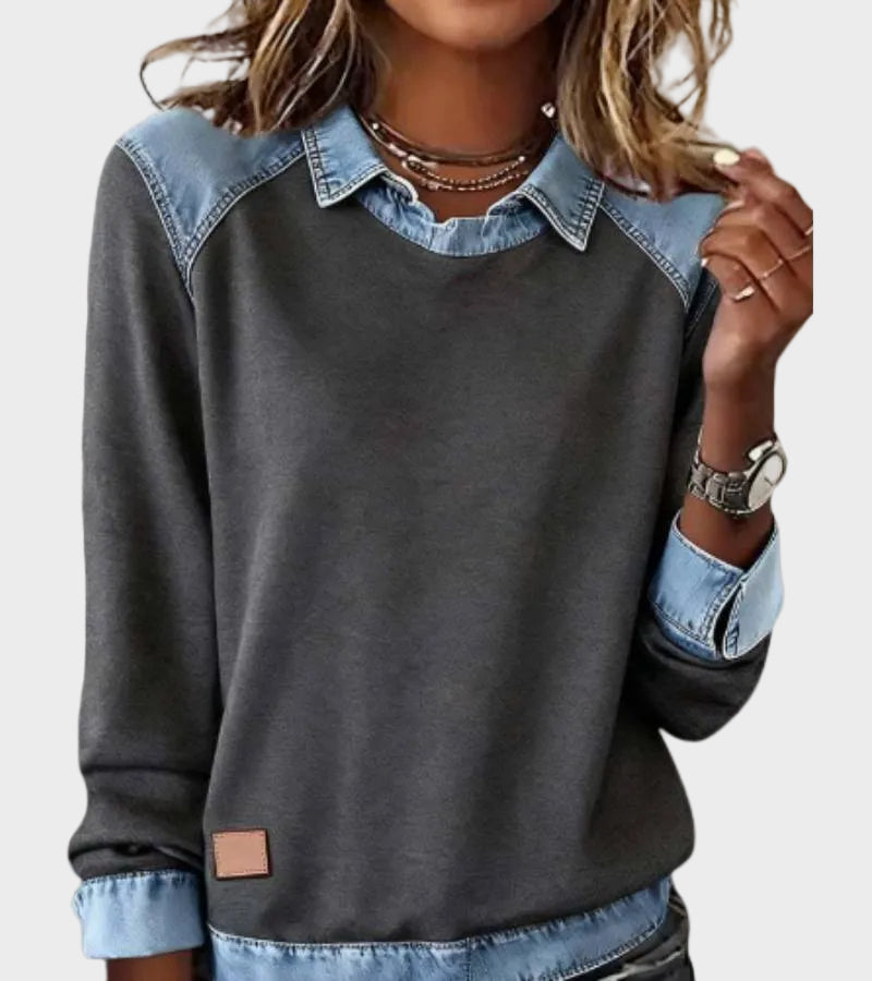 Roxane - Chemise en denim tissée à manches longues