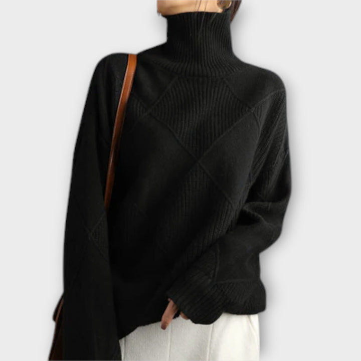 Mélanie - Pull col roulé jaune et confortable