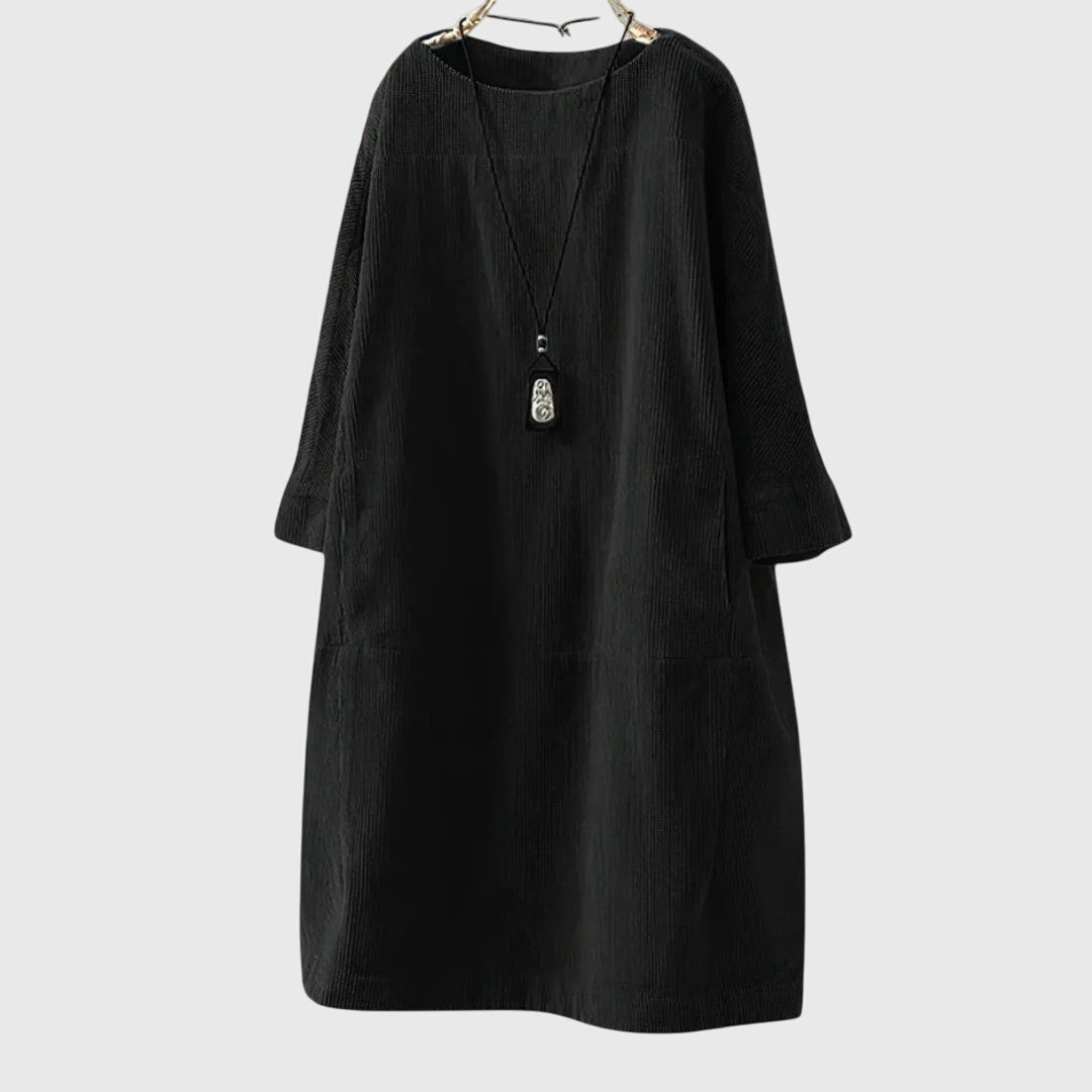 Grace | Robe Midi en Velours Côtelé Détendue