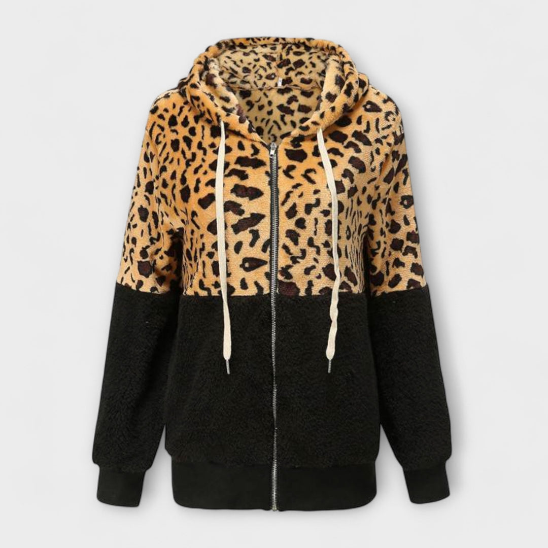 Léa - Sweat à capuche en polaire avec design léopard