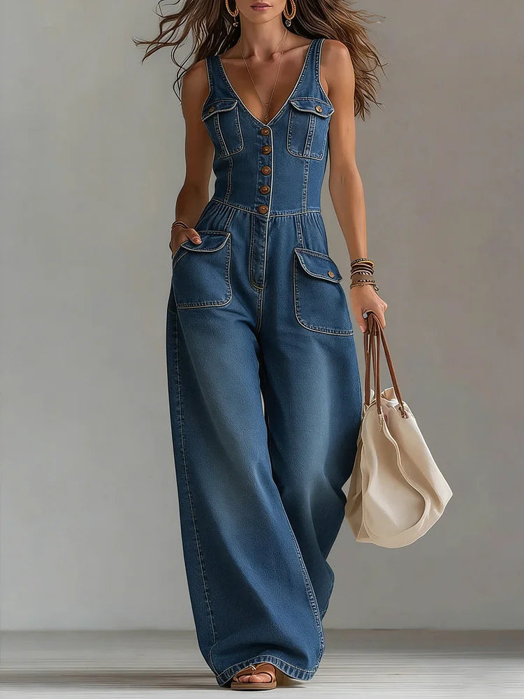 Octavie | Combinaison en denim ample