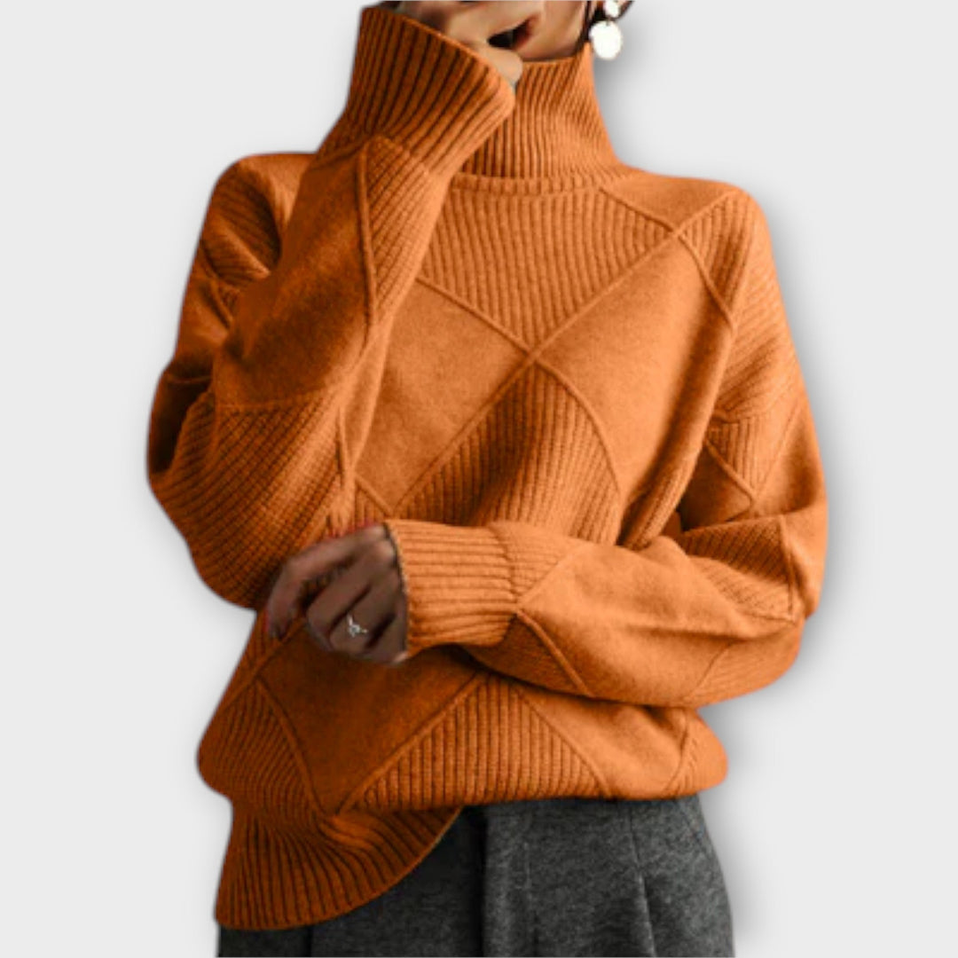 Mélanie - Pull col roulé jaune et confortable