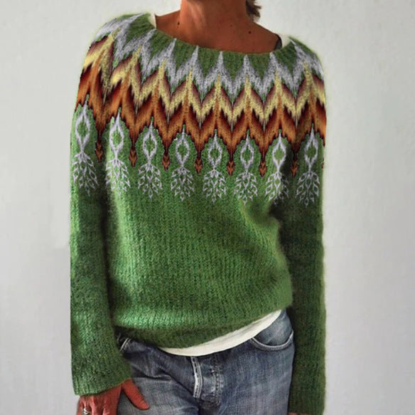 Constance - Pull douillet couleur pétrole avec motif de sapin