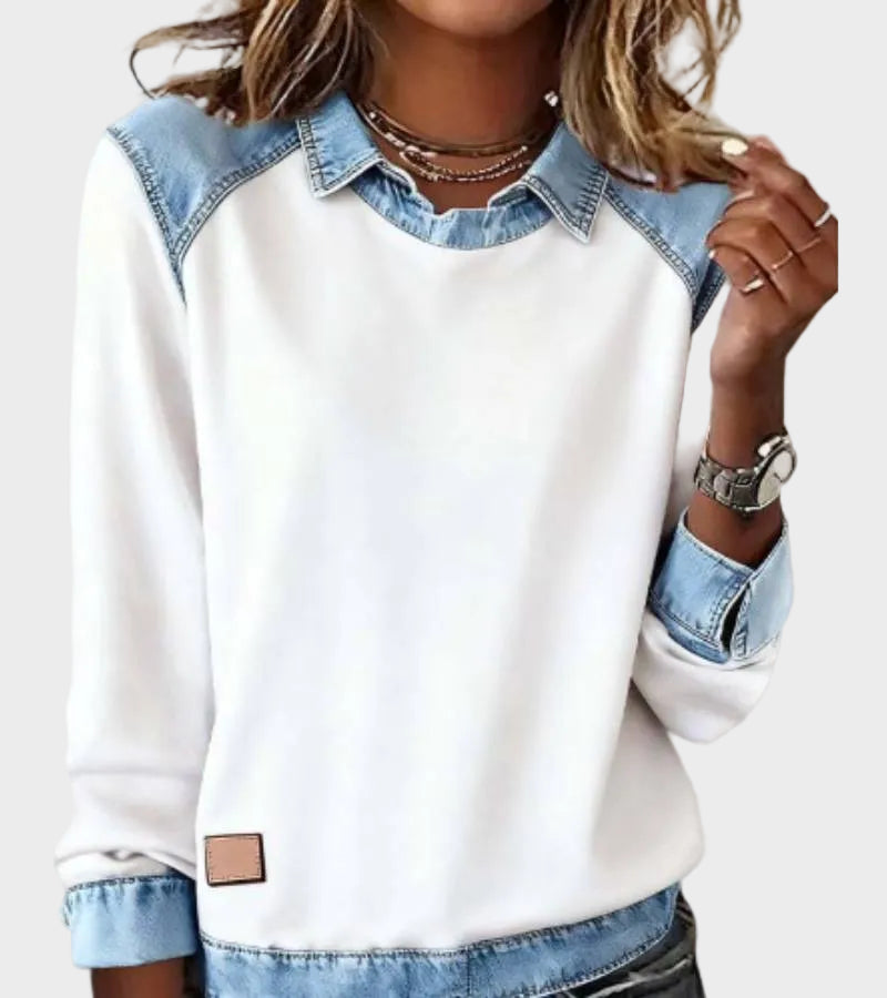 Roxane - Chemise en denim tissée à manches longues