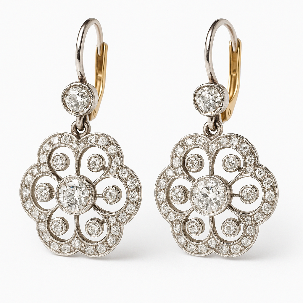 Madeleine – Boucles d’oreilles vintage avec mandala en cristal