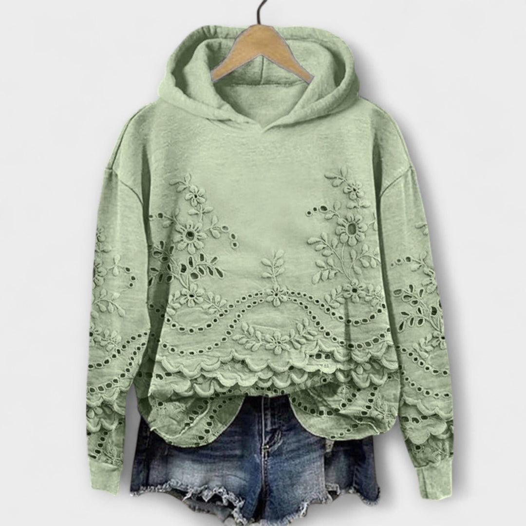 Grâce - Hoodie Vintage Lila avec Imprimé Floral