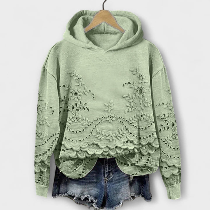 Grâce - Hoodie Vintage Lila avec Imprimé Floral