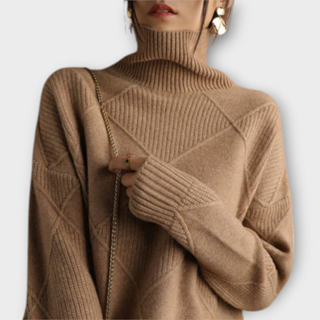 Mélanie - Pull col roulé jaune et confortable