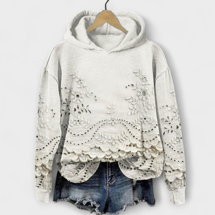 Grâce - Hoodie Vintage Lila avec Imprimé Floral