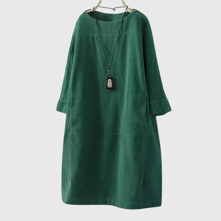Grace | Robe Midi en Velours Côtelé Détendue