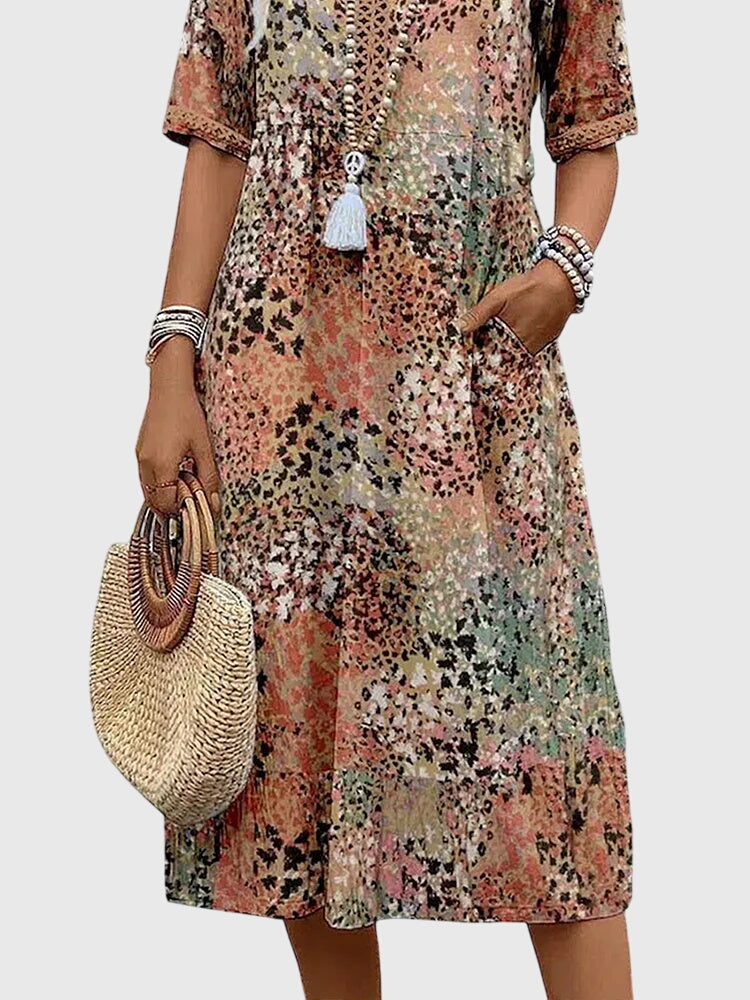Yvonna | Robe Midi Fleurie Élégante