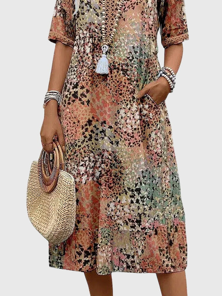 Yvonna | Robe Midi Fleurie Élégante