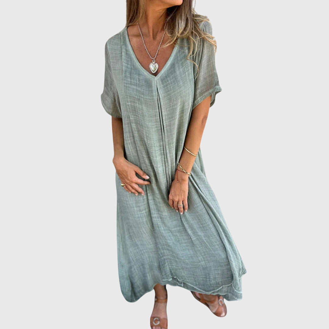 Fiona | Robe V-Décolleté Légère et Élégante