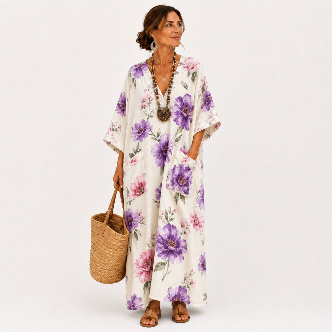 Caftan Inés Blanc à Fleurs