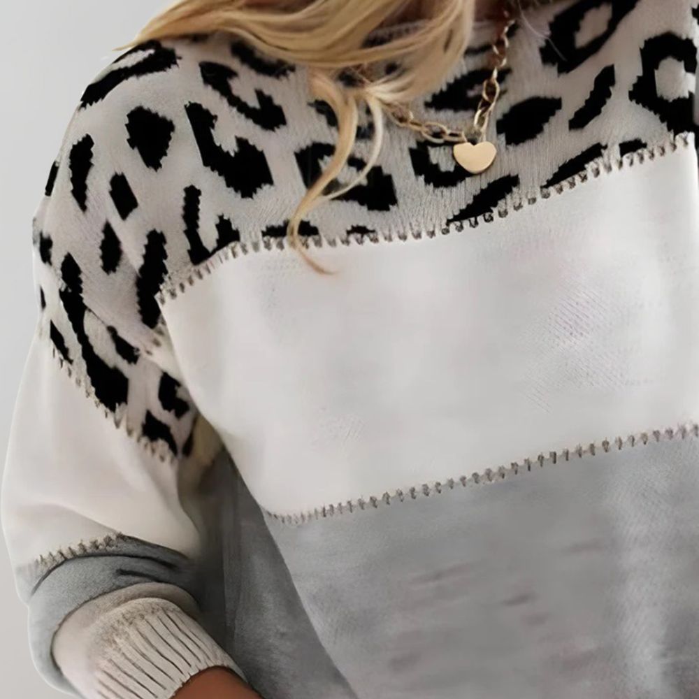 Diane | Pull en Maille avec Accent Léopard