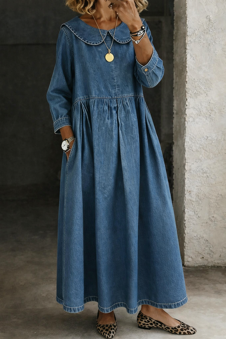 Manon | Robe en jean à col Peter Pan