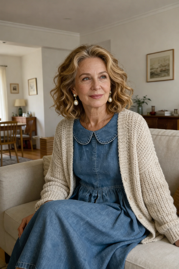 Manon | Robe en jean à col Peter Pan