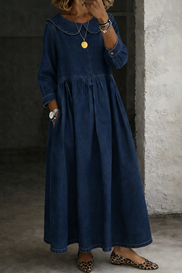 Manon | Robe en jean à col Peter Pan