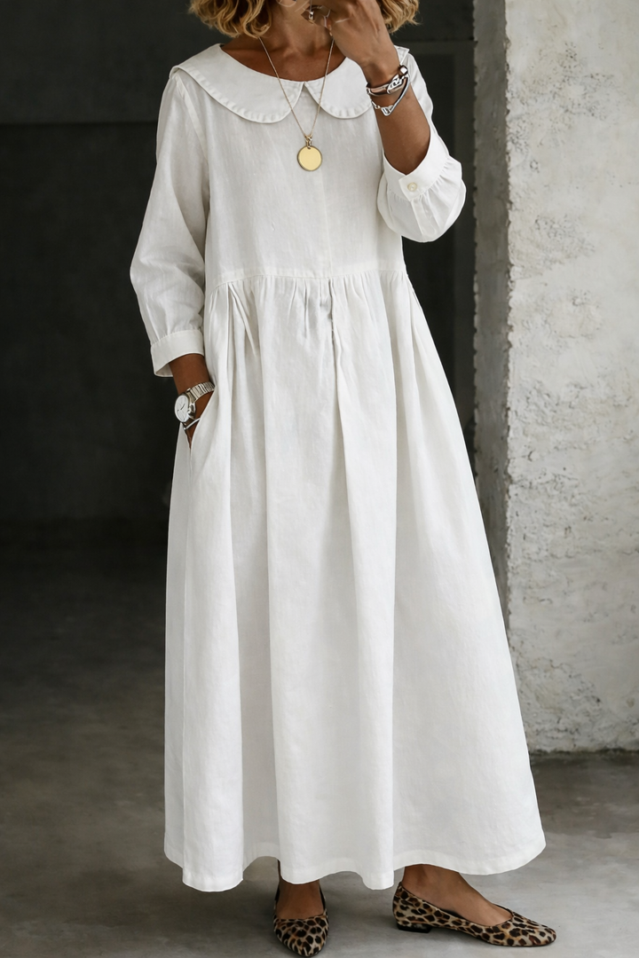 Manon | Robe en jean à col Peter Pan