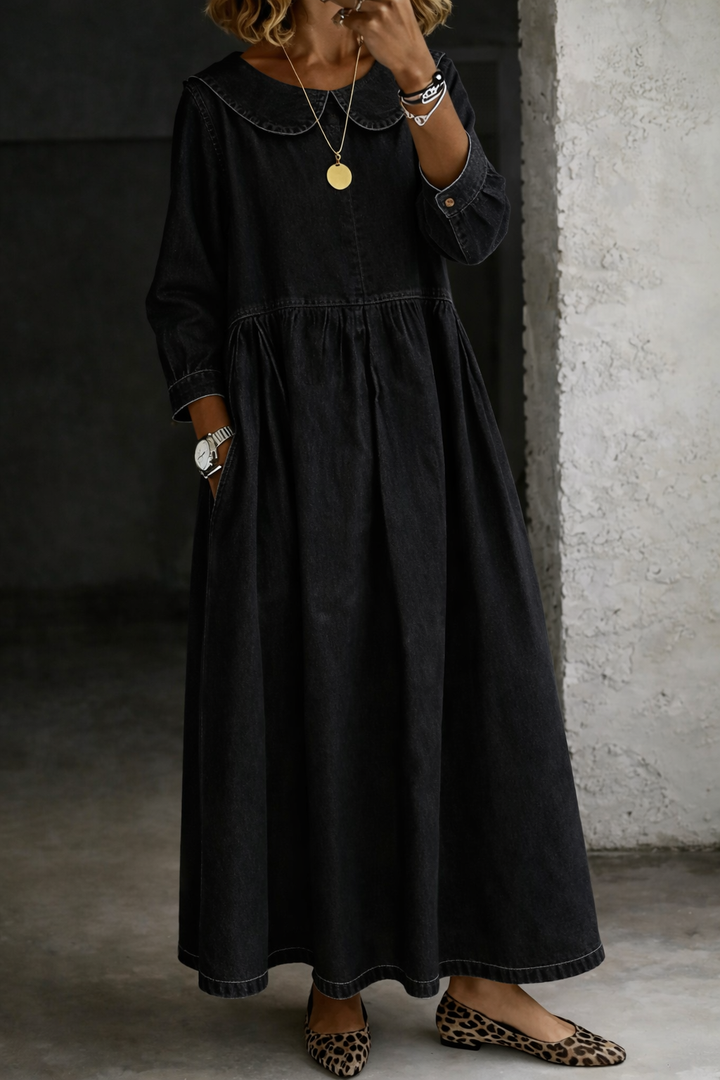 Manon | Robe en jean à col Peter Pan