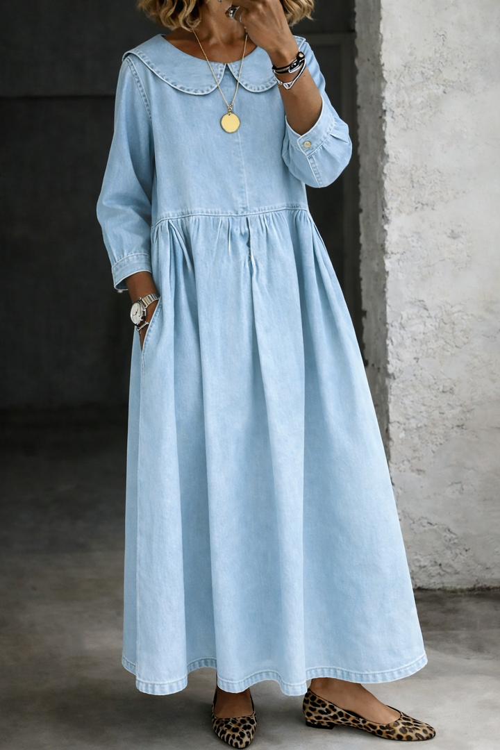 Manon | Robe en jean à col Peter Pan