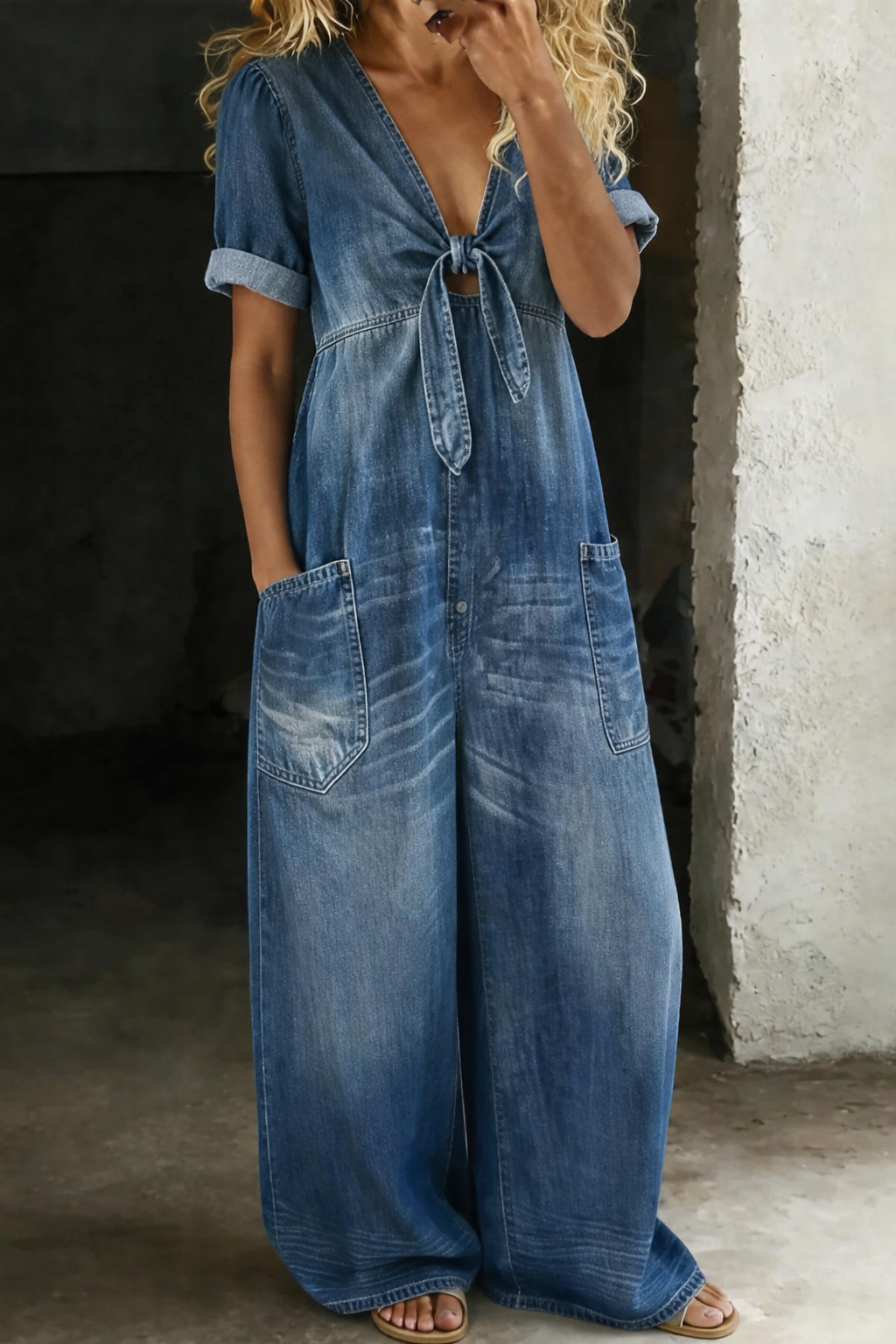 Garance | Combinaison denim col V
