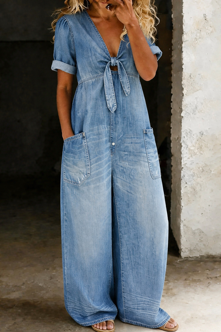 Garance | Combinaison denim col V