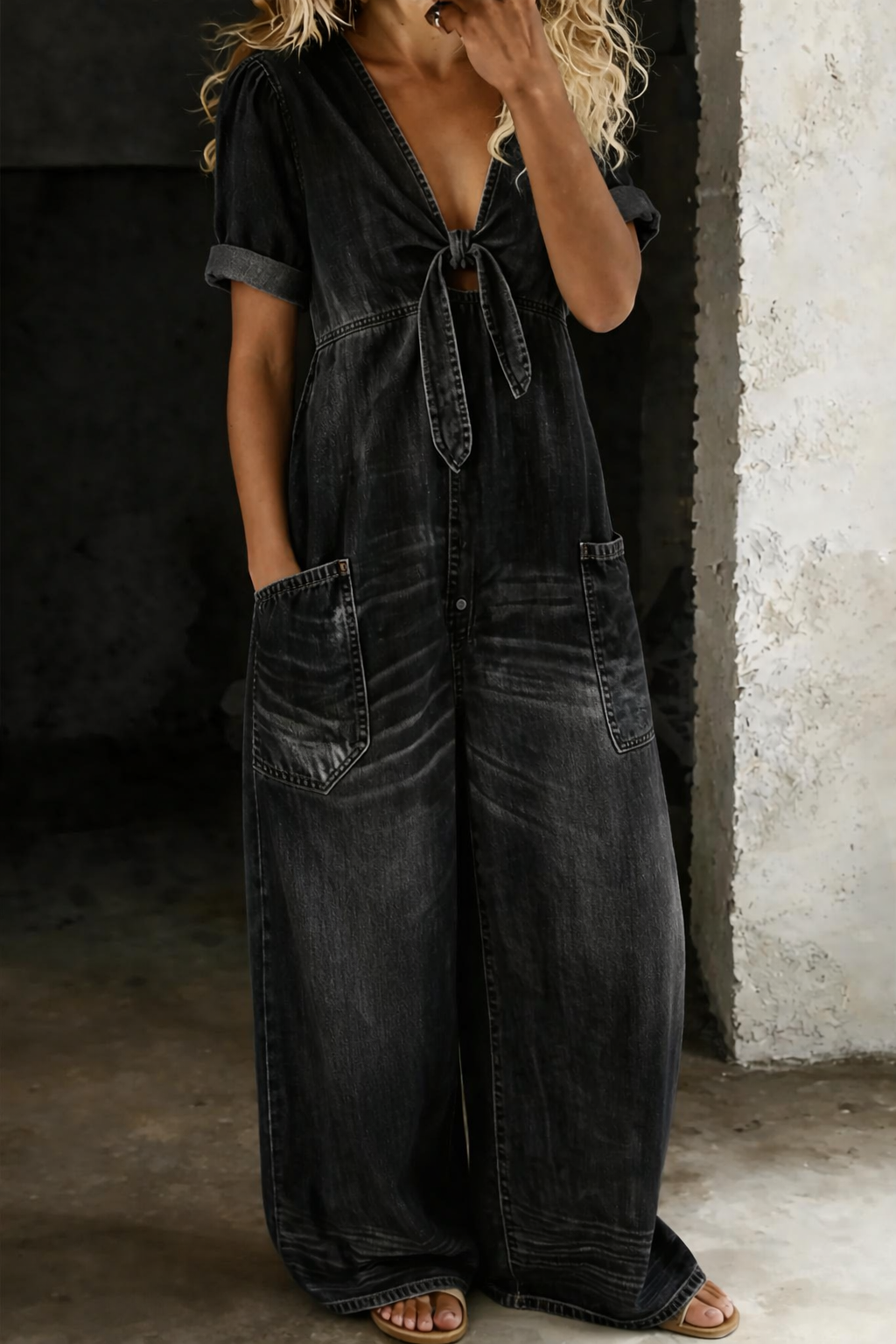 Garance | Combinaison denim col V