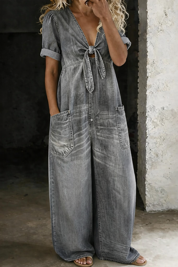 Garance | Combinaison denim col V