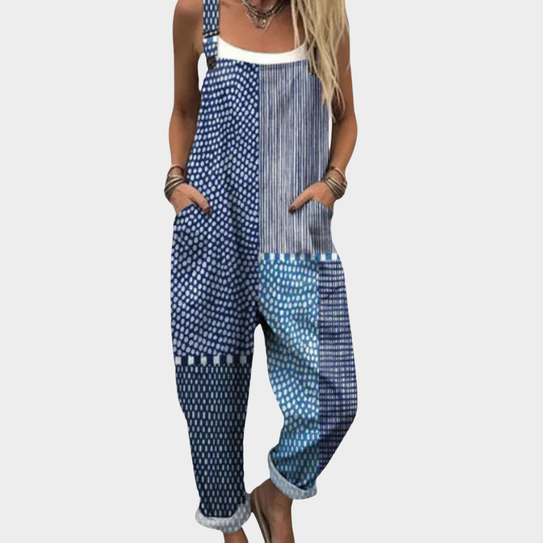 Isaline | patchwork bleu graphique élancée