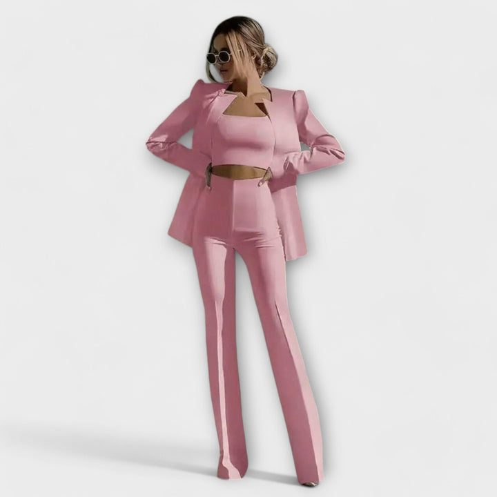 Céline - Ensemble élégant de 3 pièces (Blazer, Top, Pantalons)