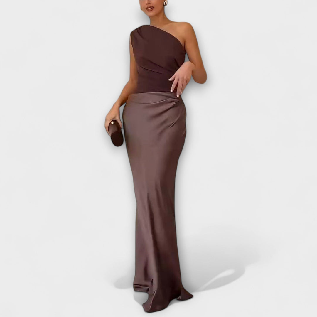 Robe maxi élégante à une épaule