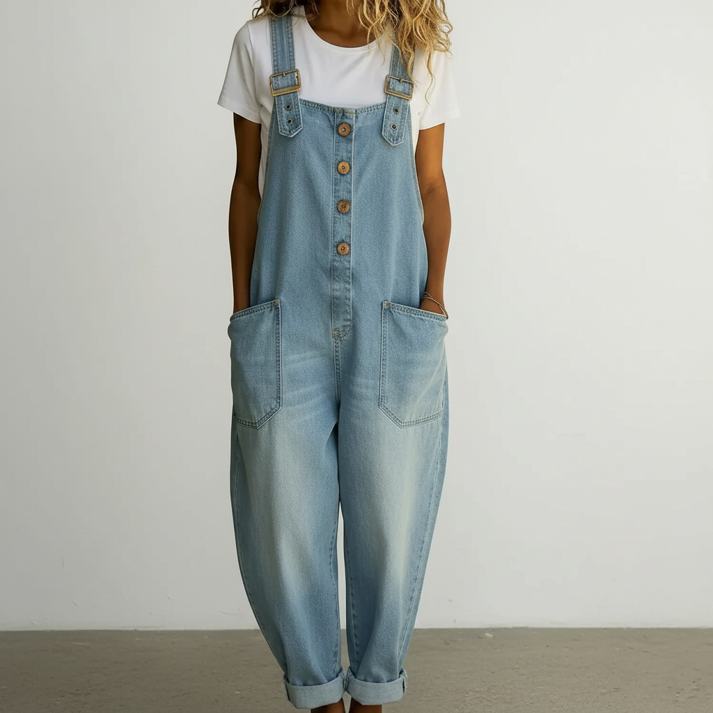 Maïwenn | Salopette vintage en coton doux effet denim