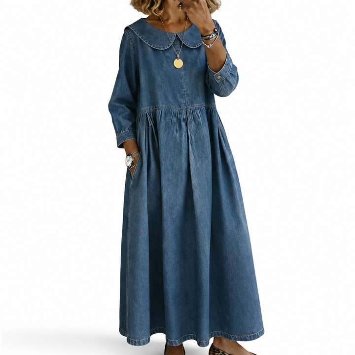 Manon | Robe en jean à col Peter Pan