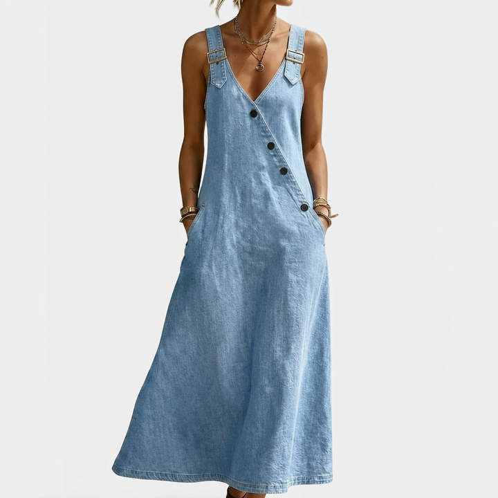 Lalie | Robe longue en denim boutonnée