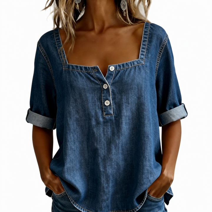Marceline | Chemise denim col carré
