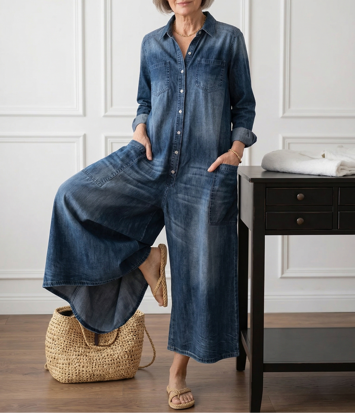 Anaïs | Combinaison en denim vintage à boutons