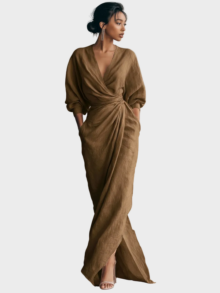 Robe Maxi en Lin avec Décolleté en V
