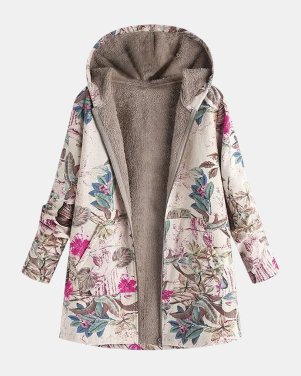 Agathe | Veste en polaire pastel avec motif botanique