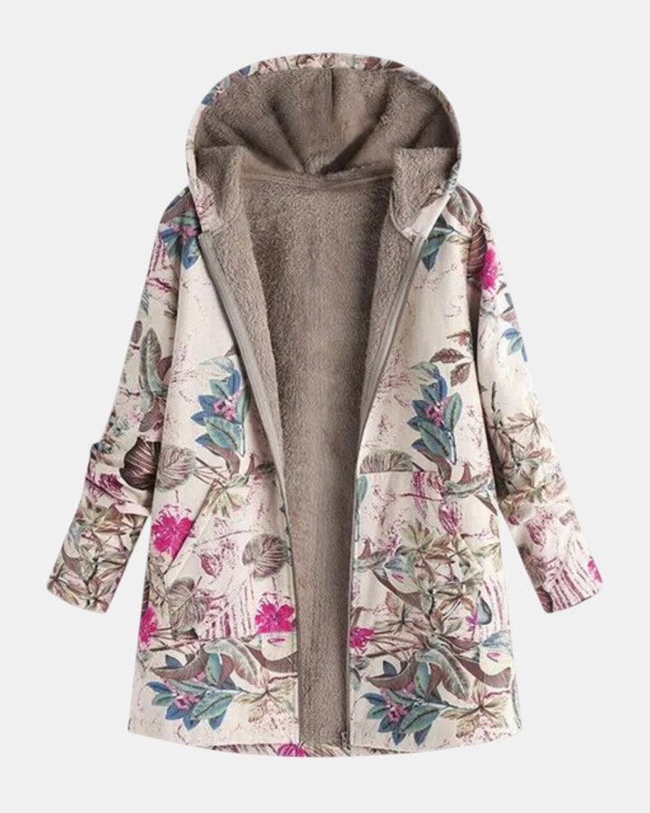 Agathe | Veste en polaire pastel avec motif botanique