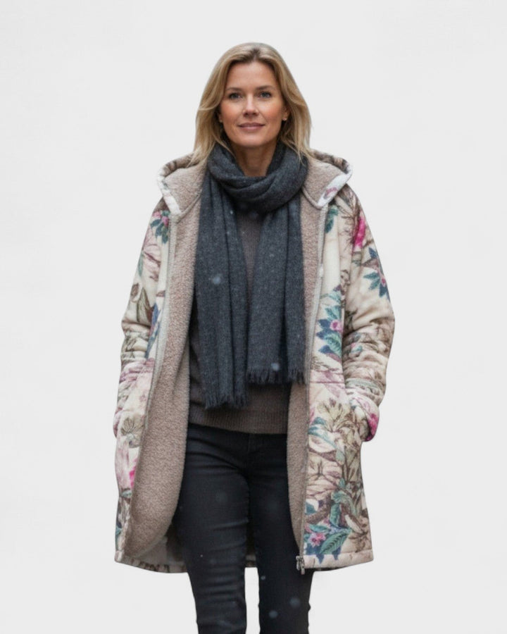 Agathe | Veste en polaire pastel avec motif botanique