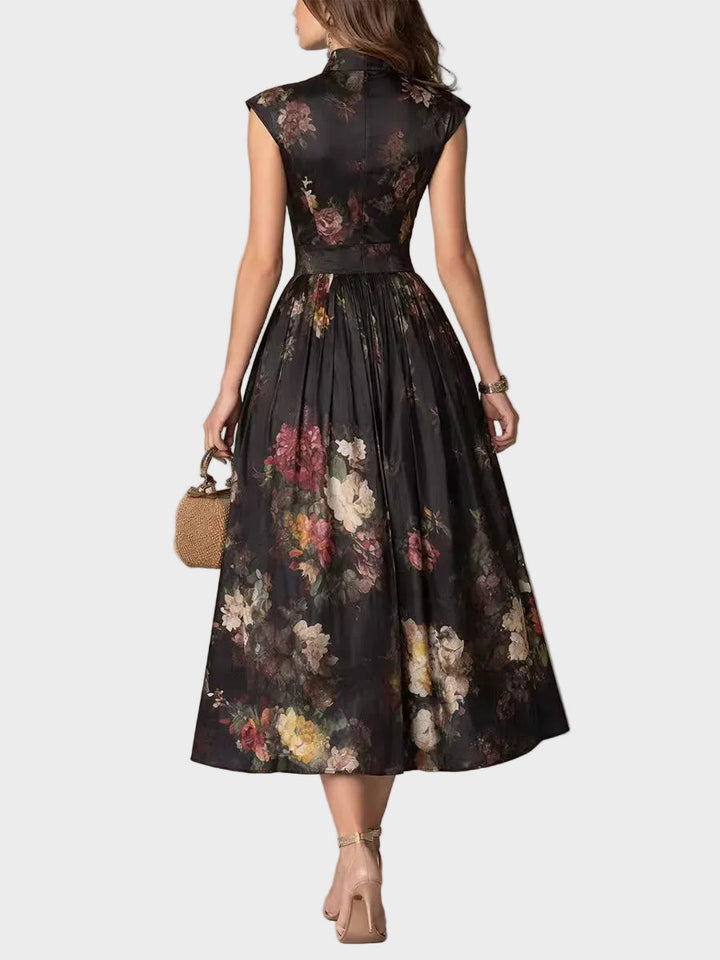 Elsa - Robe midi plissée à motif floral
