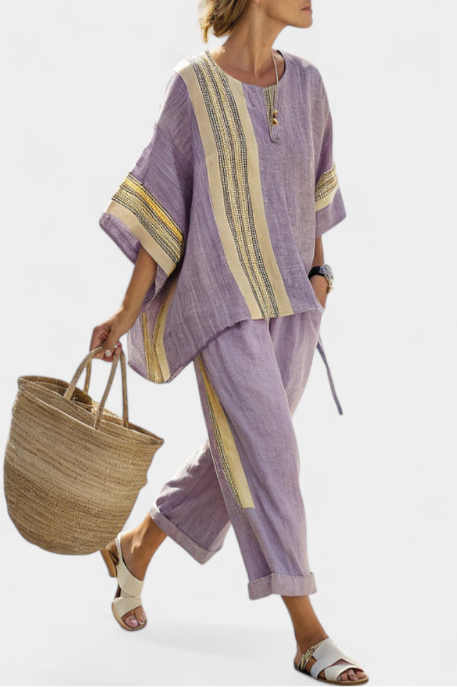 Lorraine | Ensemble Boho en Lin et Bambou, Élégant Lavande