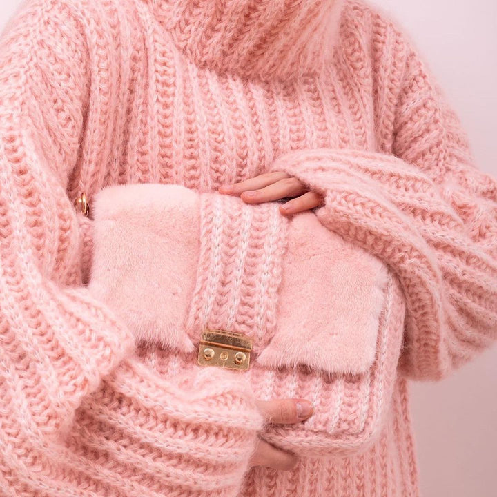 Inès - Pull à capuche blanc doux avec manches longues
