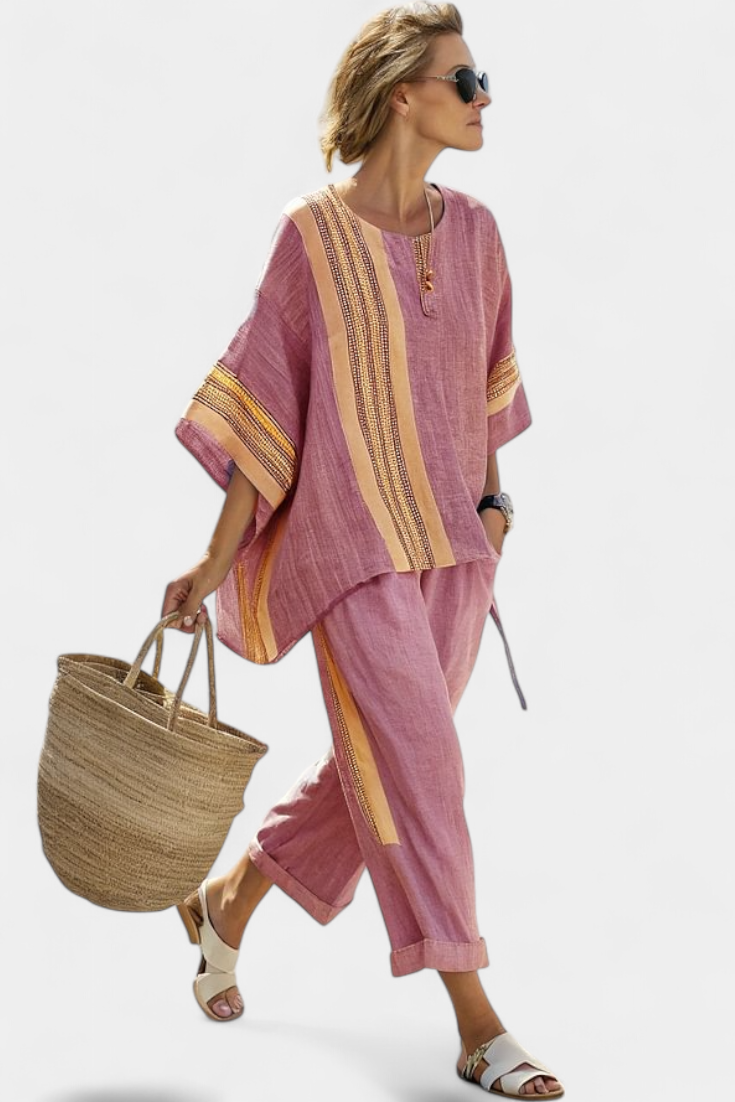 Lorraine | Ensemble Boho en Lin et Bambou, Élégant Lavande