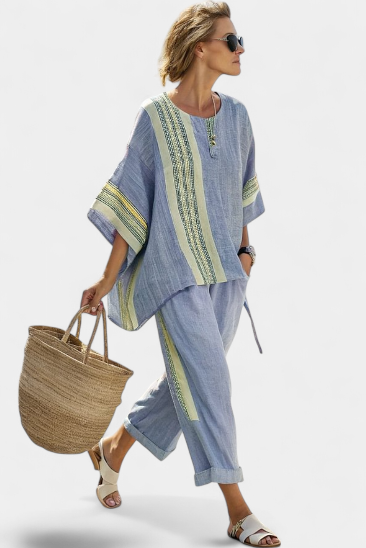 Lorraine | Ensemble Boho en Lin et Bambou, Élégant Lavande