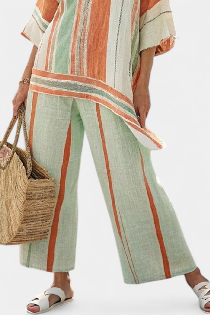 Dalila | Élégant costume en bambou et lin avec des rayures