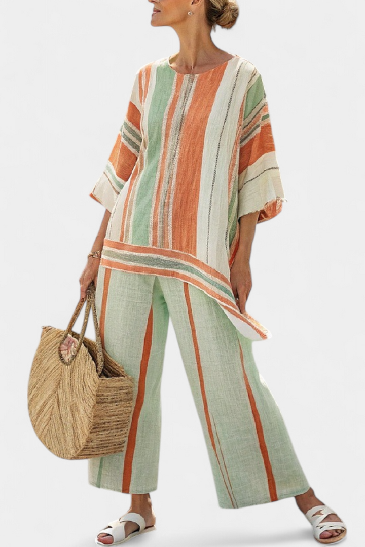 Dalila | Élégant costume en bambou et lin avec des rayures